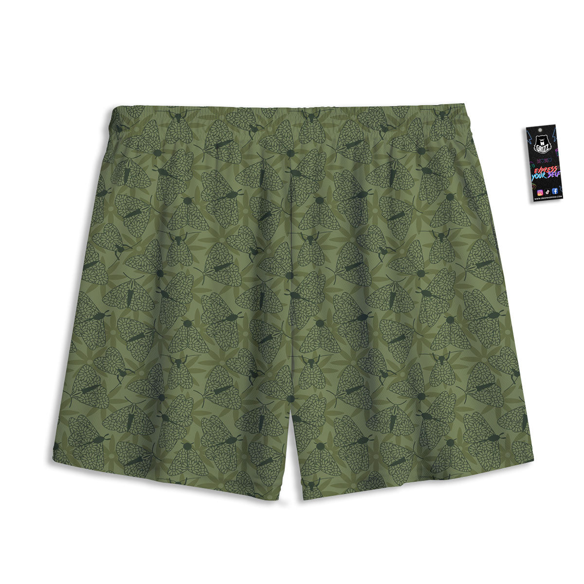 Butterfly Monarch Green Print Pattern Mesh Shorts