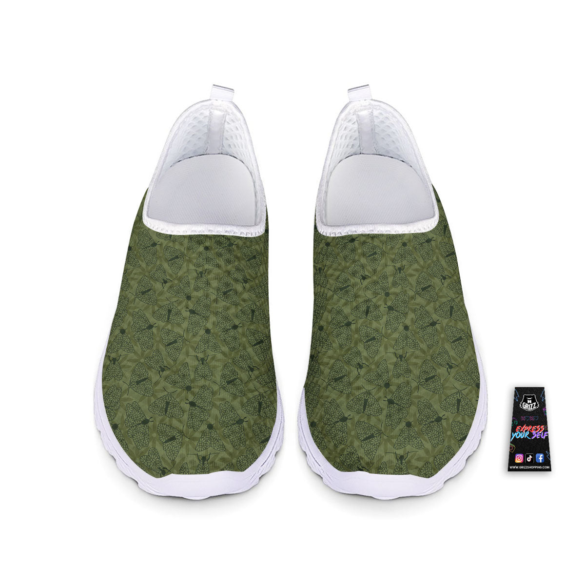 Butterfly Monarch Green Print Pattern Nurse Shoes-grizzshop