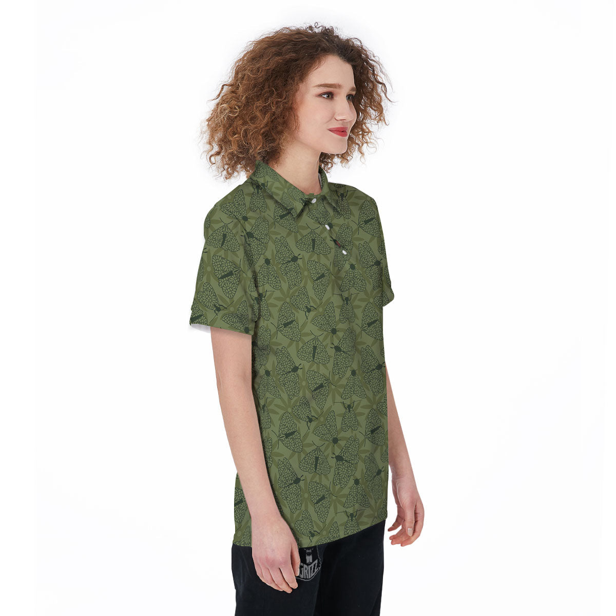 Butterfly Monarch Green Print Pattern Women's Golf Shirts-grizzshop
