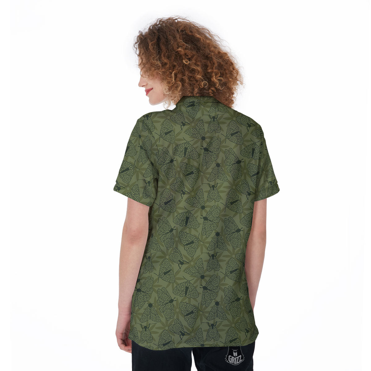 Butterfly Monarch Green Print Pattern Women's Golf Shirts-grizzshop