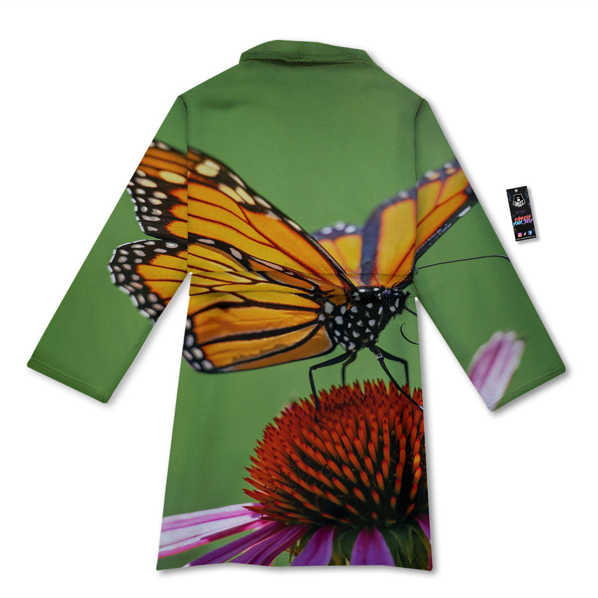 Butterfly Monarch Orange Print Bathrobe-grizzshop