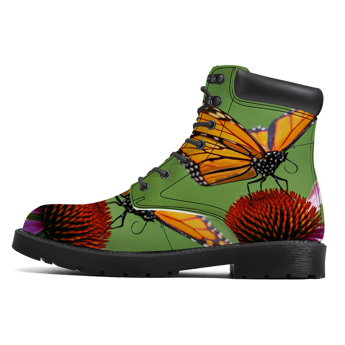 Butterfly Monarch Orange Print Boots-grizzshop
