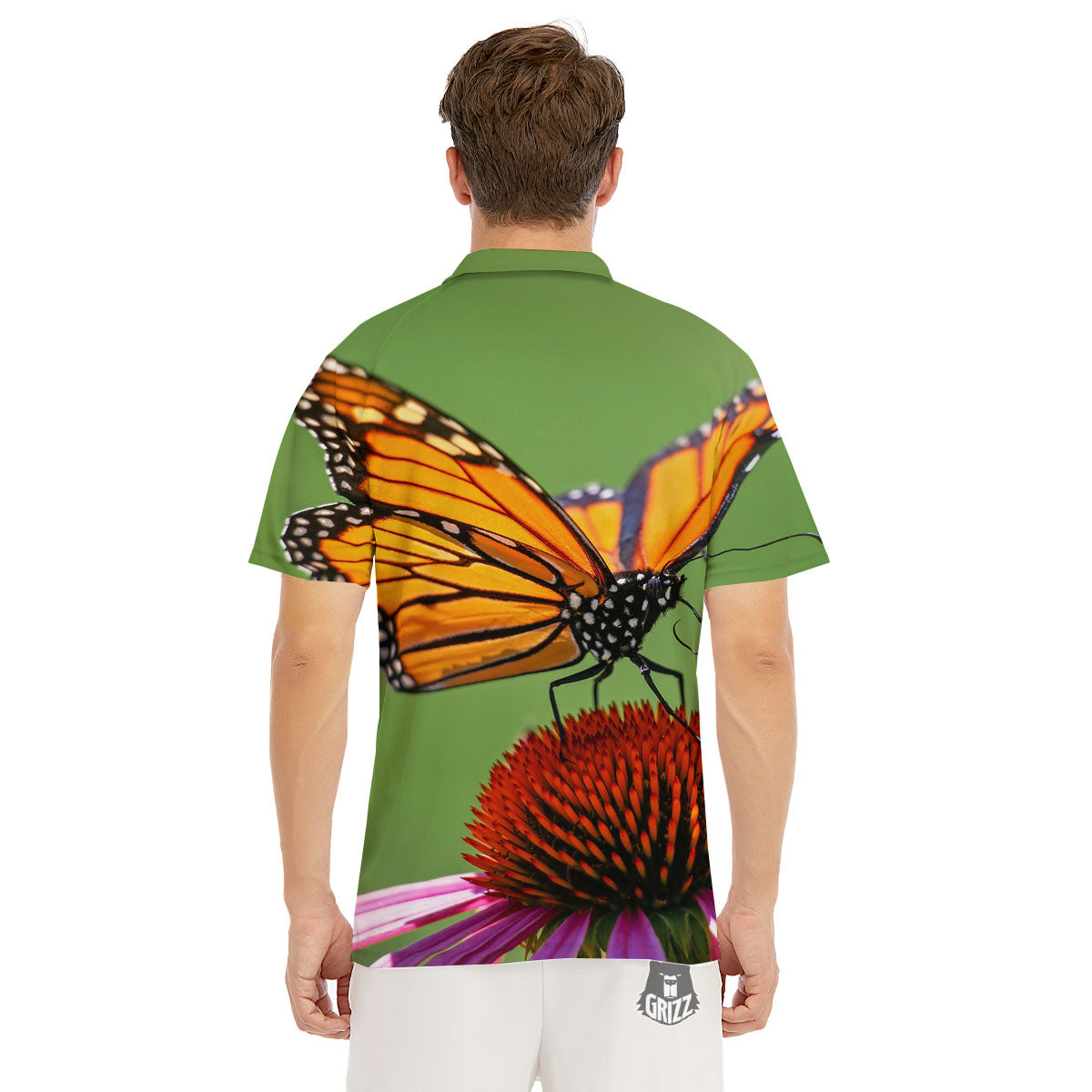 Butterfly Monarch Orange Print Men's Golf Shirts-grizzshop