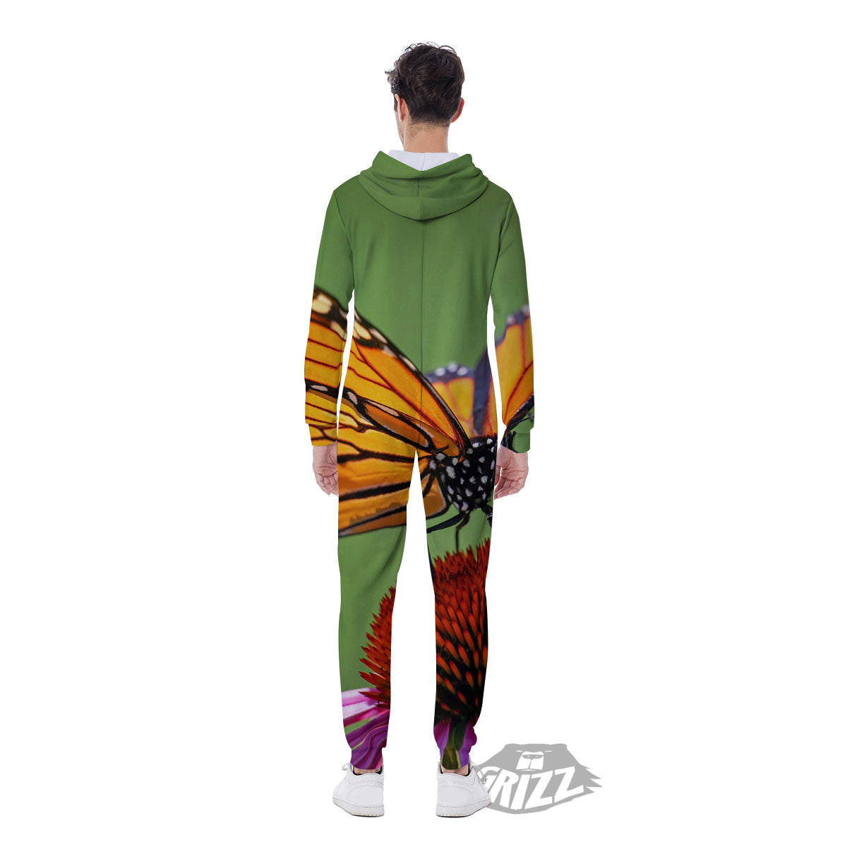 Butterfly Monarch Orange Print Men's Jumpsuit-grizzshop