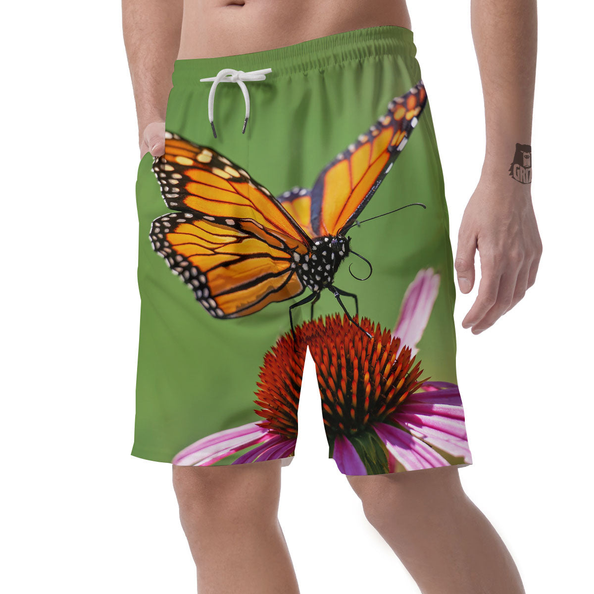 Butterfly Monarch Orange Print Men's Shorts-grizzshop