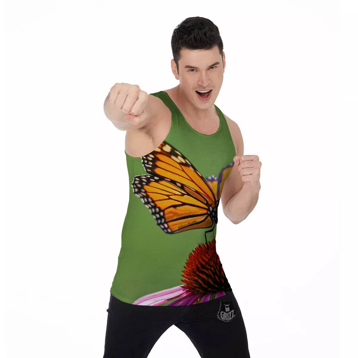 Butterfly Monarch Orange Print Men's Tank Top-grizzshop