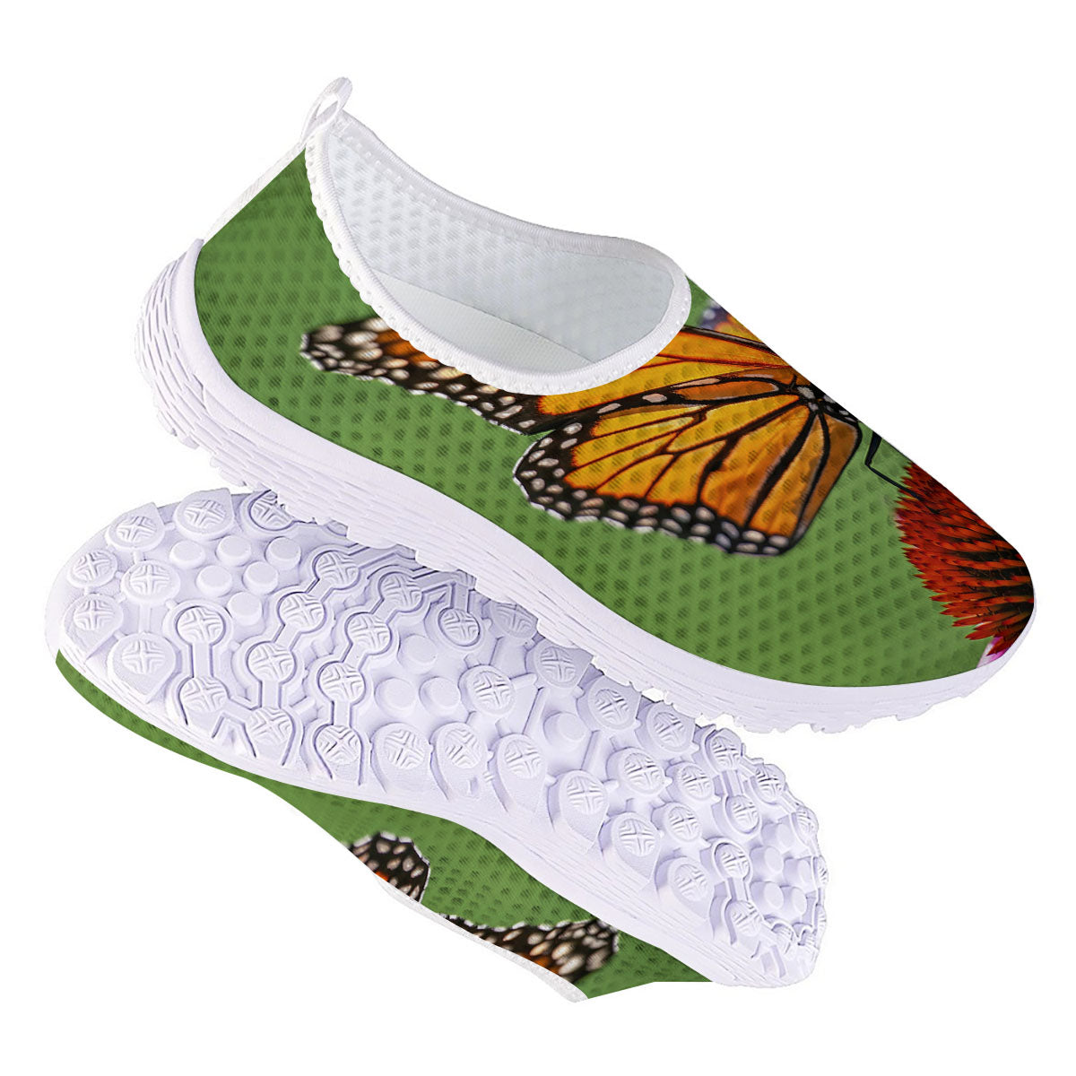 Butterfly Monarch Orange Print Nurse Shoes-grizzshop