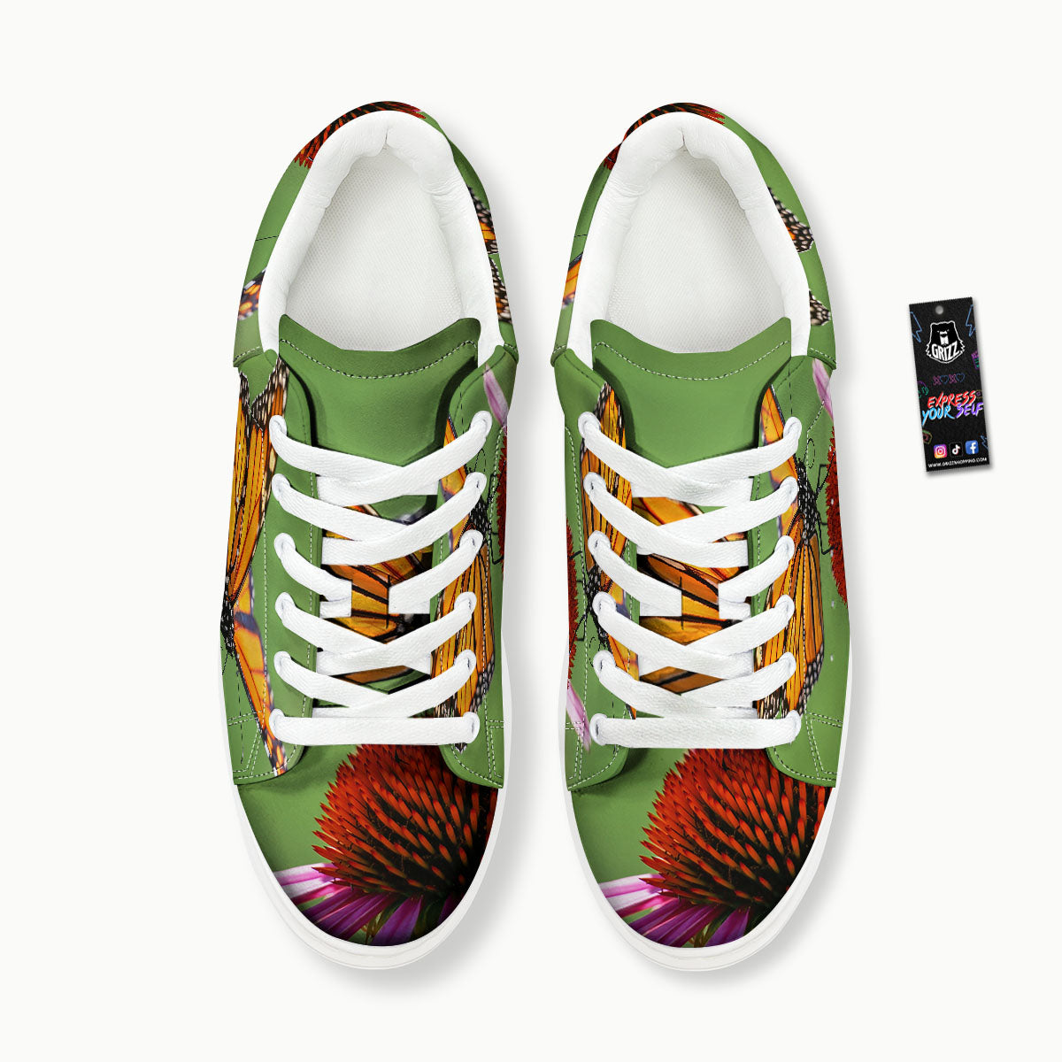 Butterfly Monarch Orange Print Platform Shoes-grizzshop