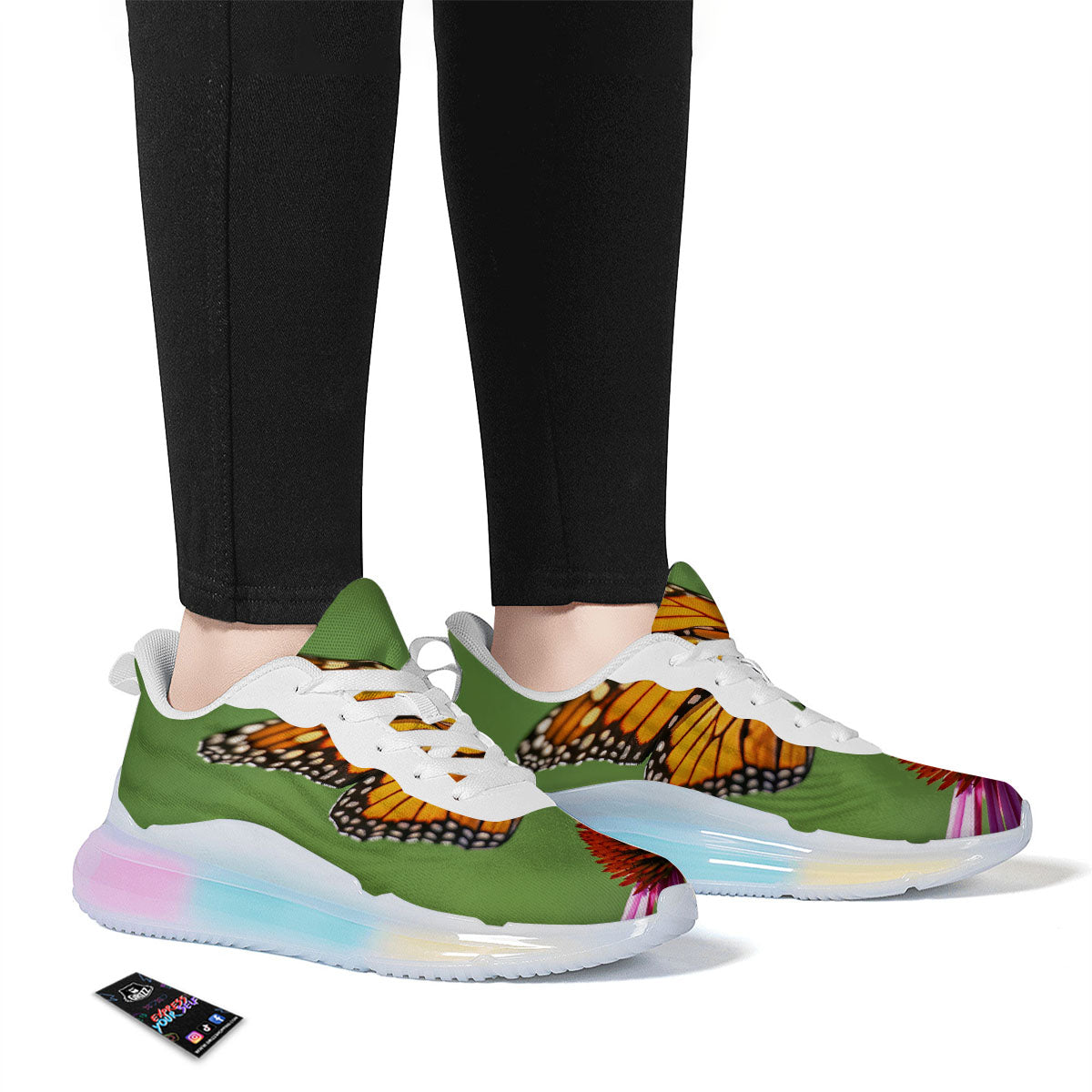 Butterfly Monarch Orange Print Running Sneakers-grizzshop