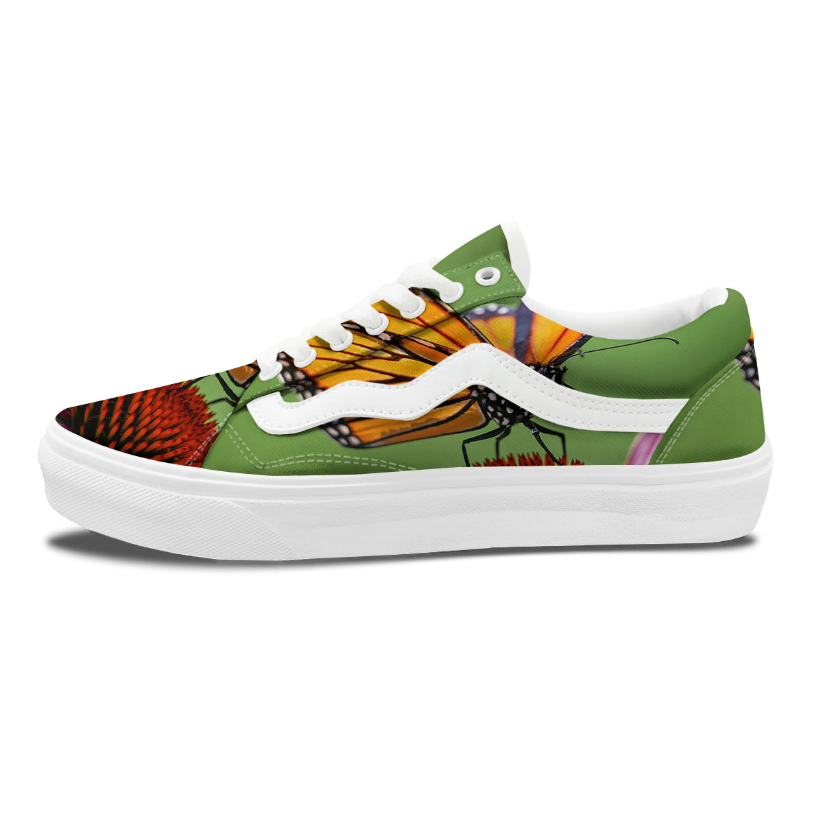 Butterfly Monarch Orange Print Skate Shoes-grizzshop