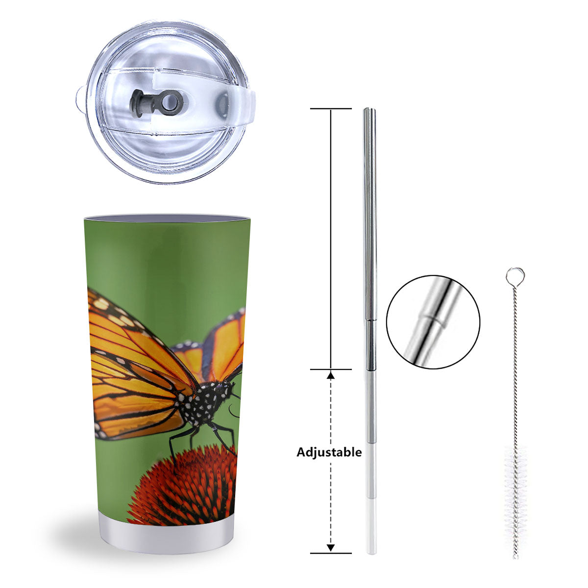 Butterfly Monarch Orange Print Tumbler-grizzshop