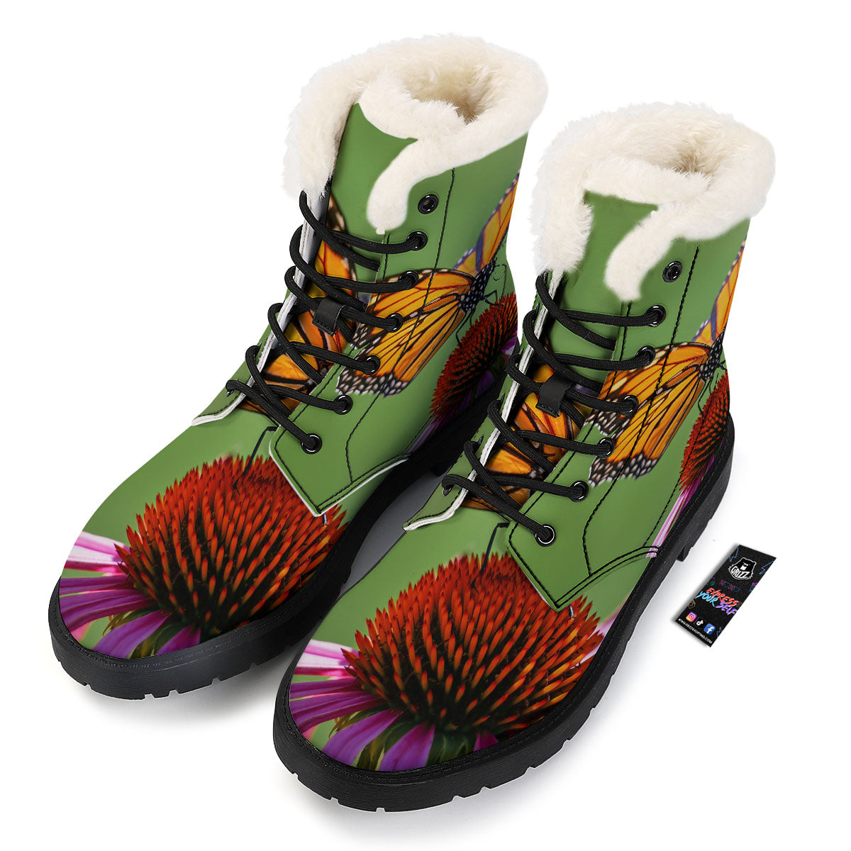 Butterfly Monarch Orange Print Winter Boots-grizzshop