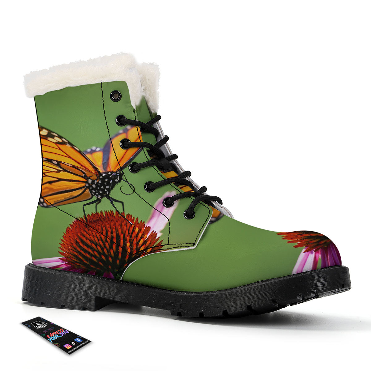 Butterfly Monarch Orange Print Winter Boots-grizzshop