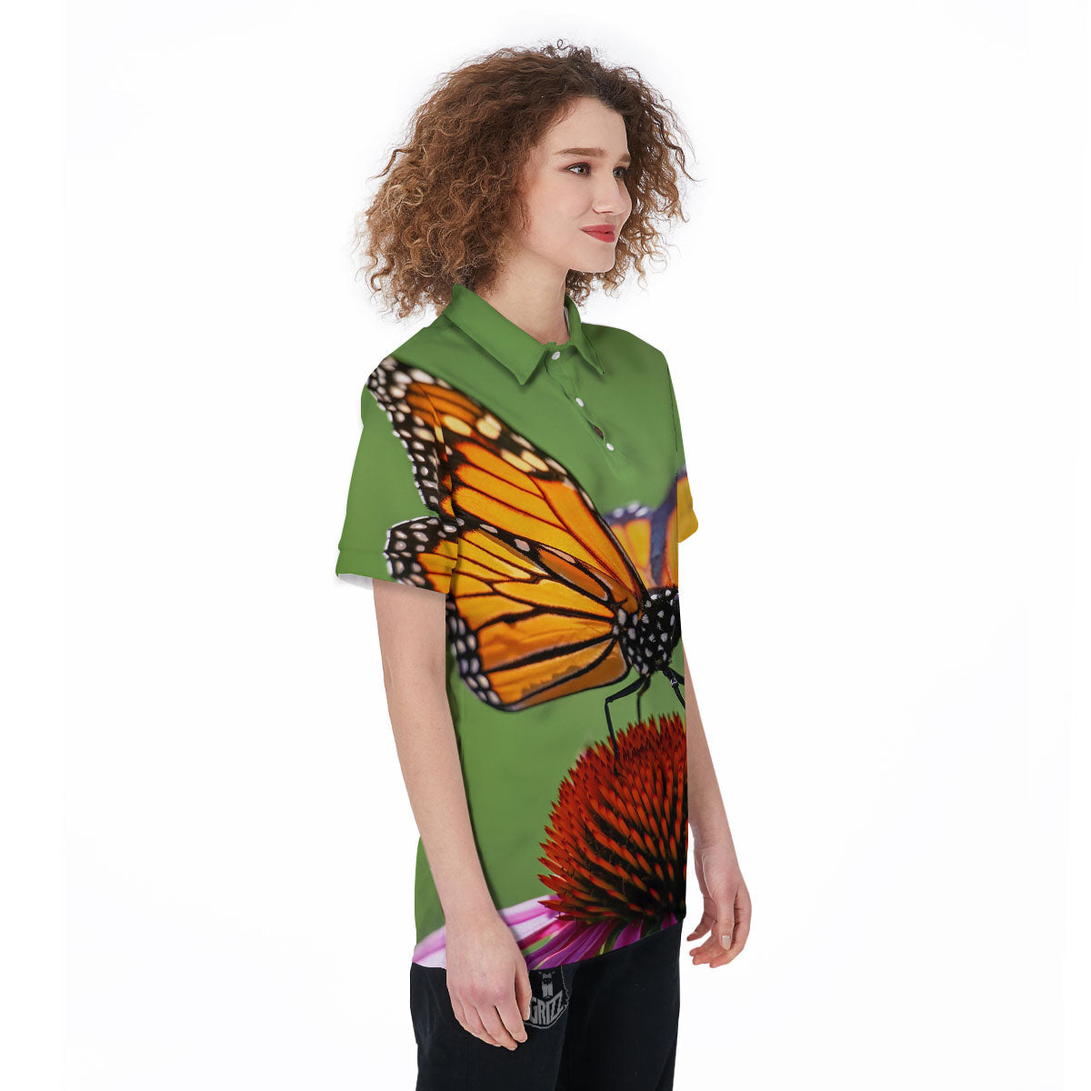 Butterfly Monarch Orange Print Women's Golf Shirts-grizzshop