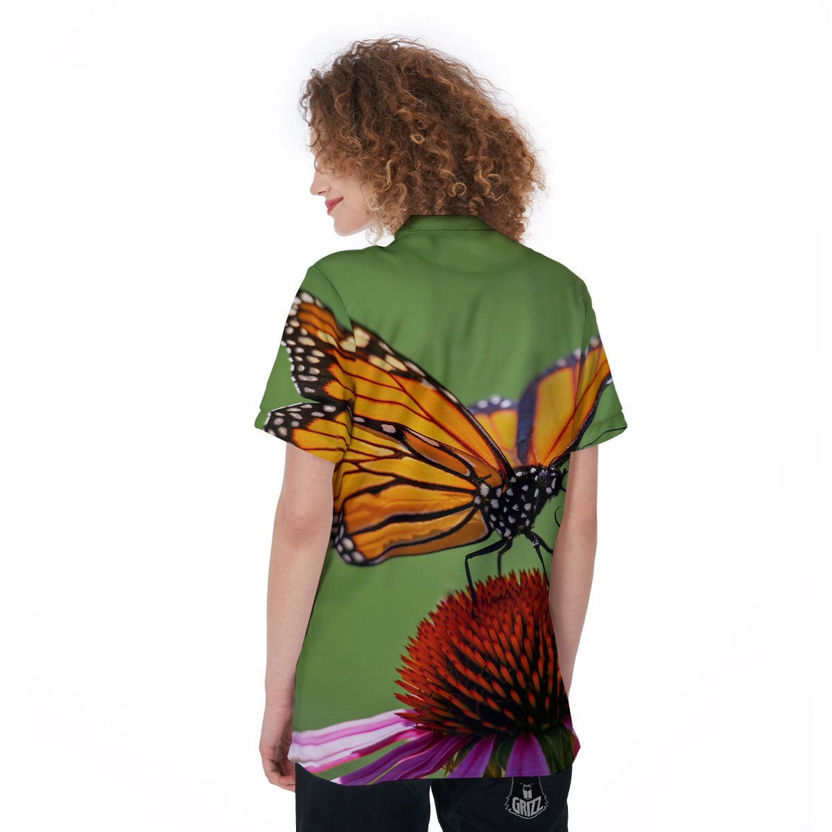 Butterfly Monarch Orange Print Women's Golf Shirts-grizzshop