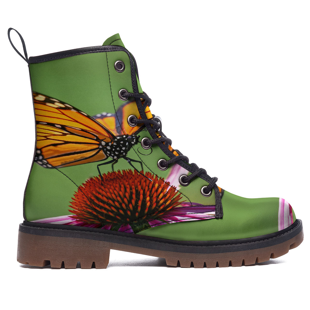 Butterfly Monarch Orange Print Work Boots-grizzshop