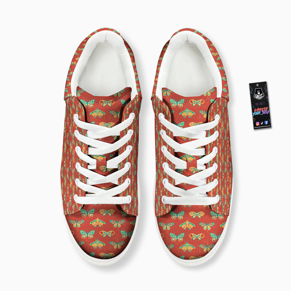 Butterfly Monarch Vintage Print Pattern Platform Shoes-grizzshop