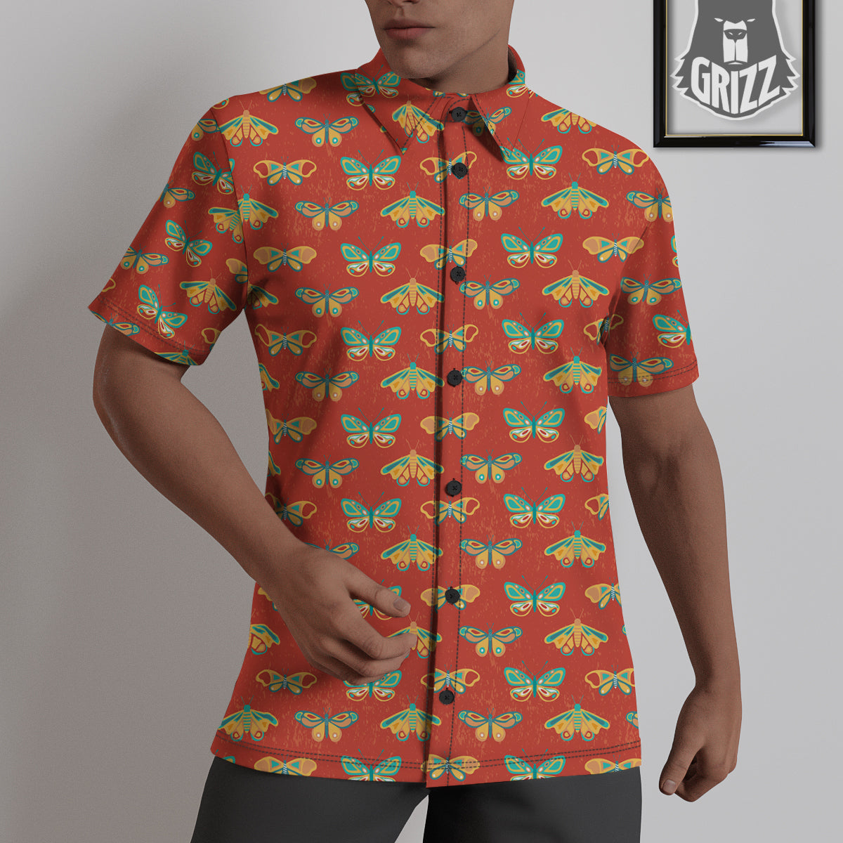 Butterfly Monarch Vintage Print Pattern Untucked Shirts-grizzshop