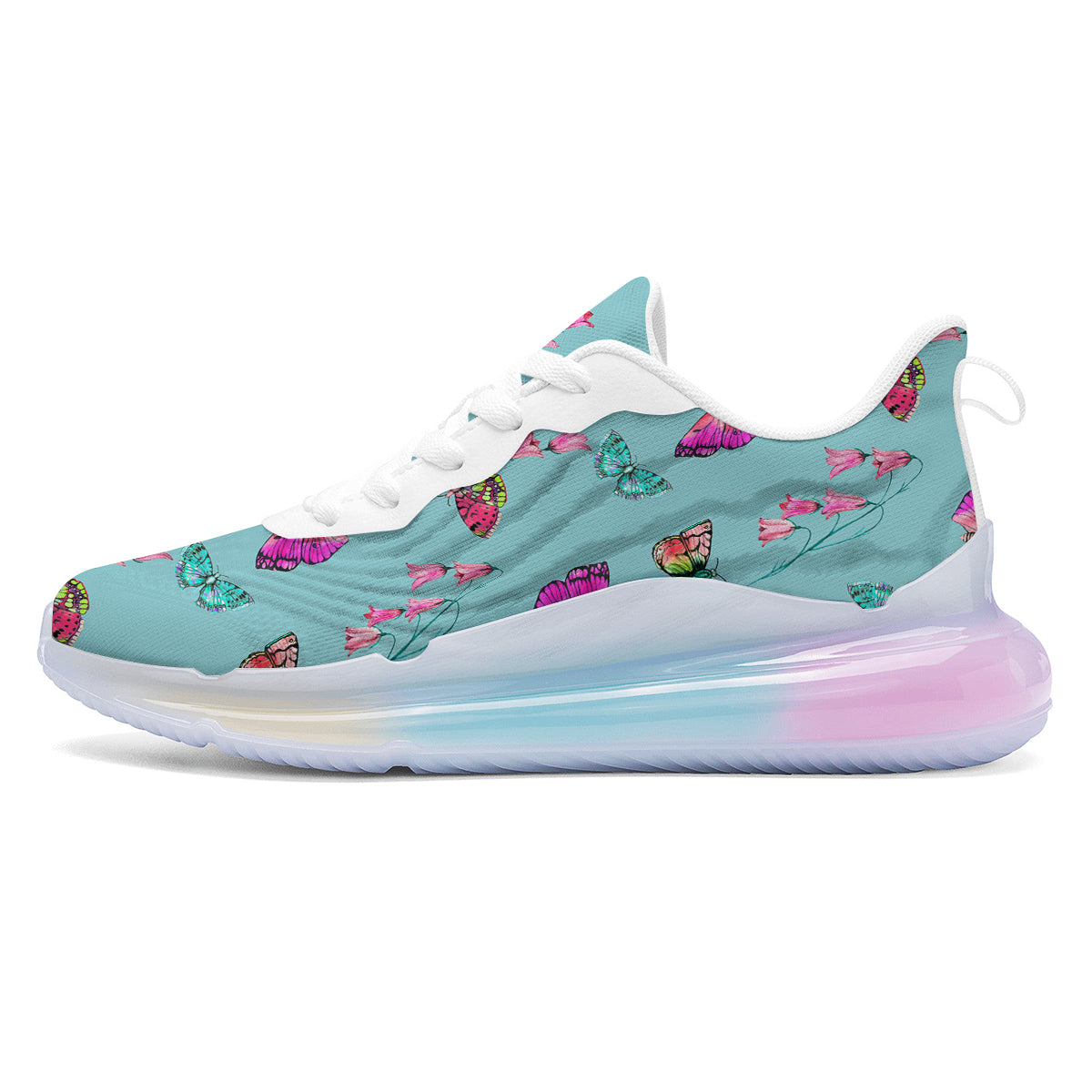 Butterfly Pink And Turquoise Print Pattern Running Sneakers-grizzshop