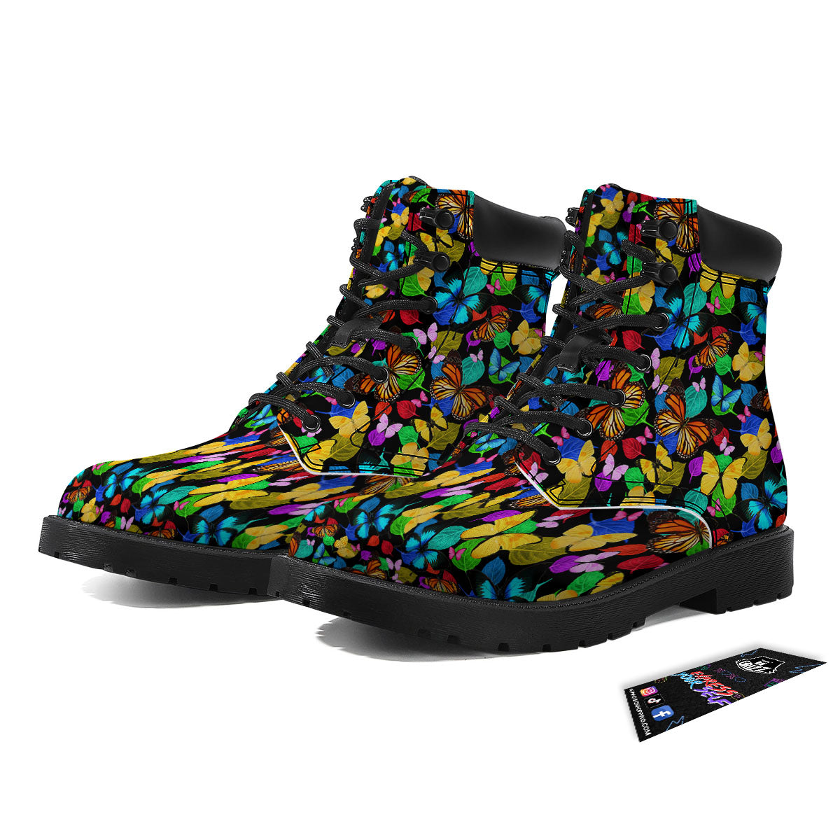 Butterfly Rainbow Print Pattern Boots-grizzshop
