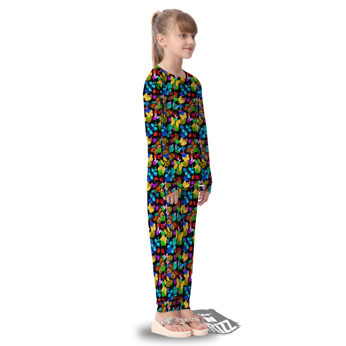 Butterfly Rainbow Print Pattern Kid's Pajamas-grizzshop