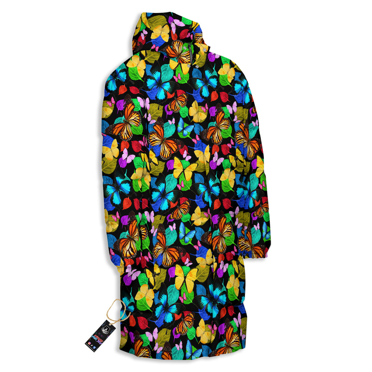 Butterfly Rainbow Print Pattern Long Down Jacket-grizzshop