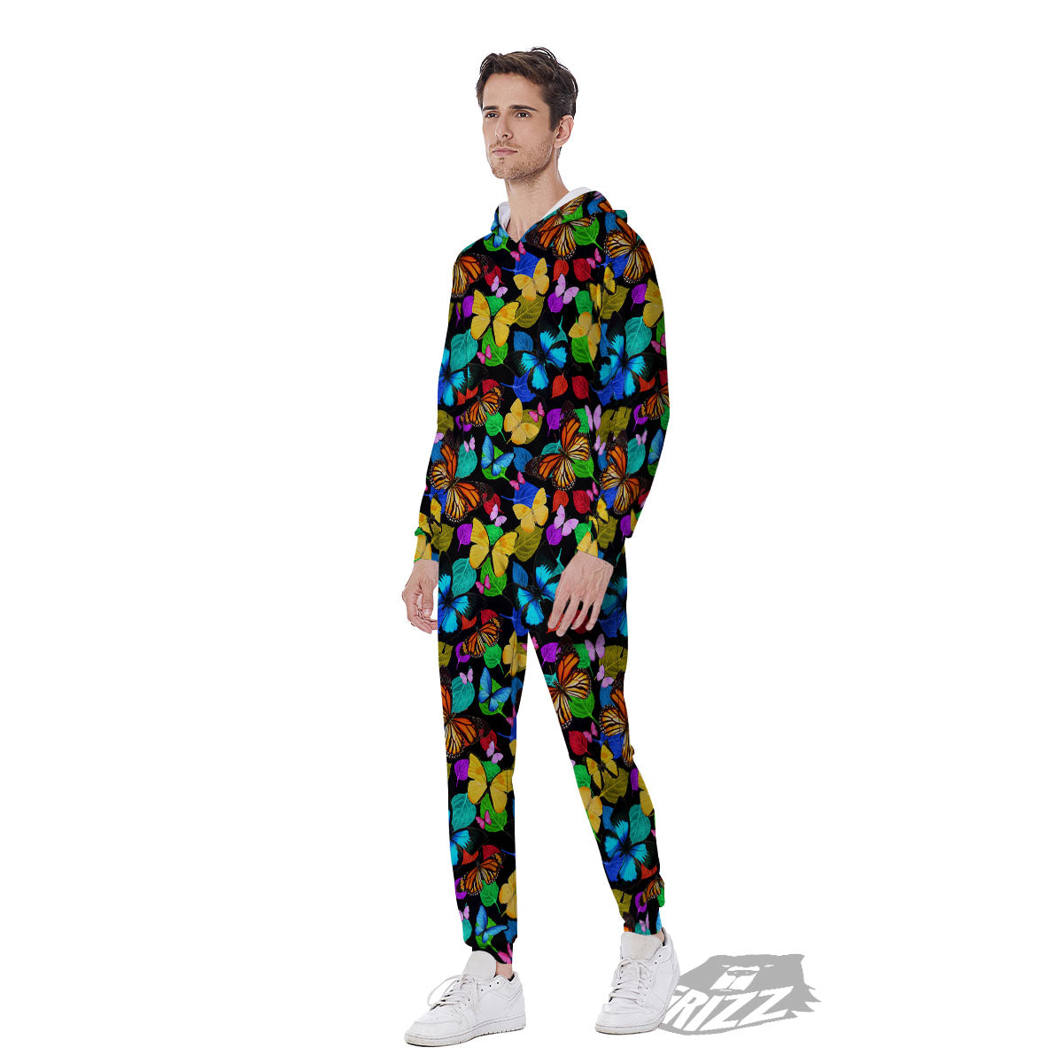 Butterfly Rainbow Print Pattern Men's Jumpsuit-grizzshop