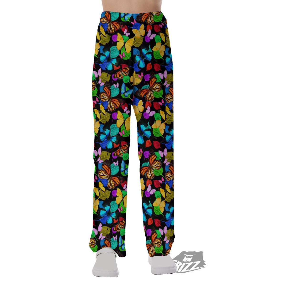 Butterfly Rainbow Print Pattern Pajama Pants-grizzshop