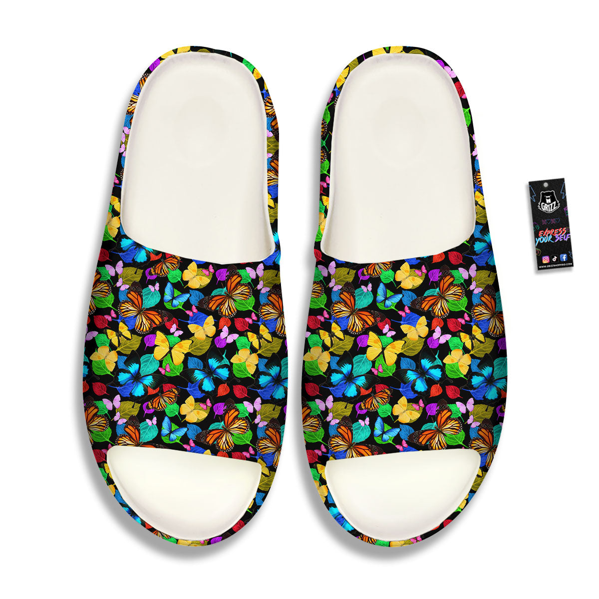 Butterfly Rainbow Print Pattern Sandals-grizzshop