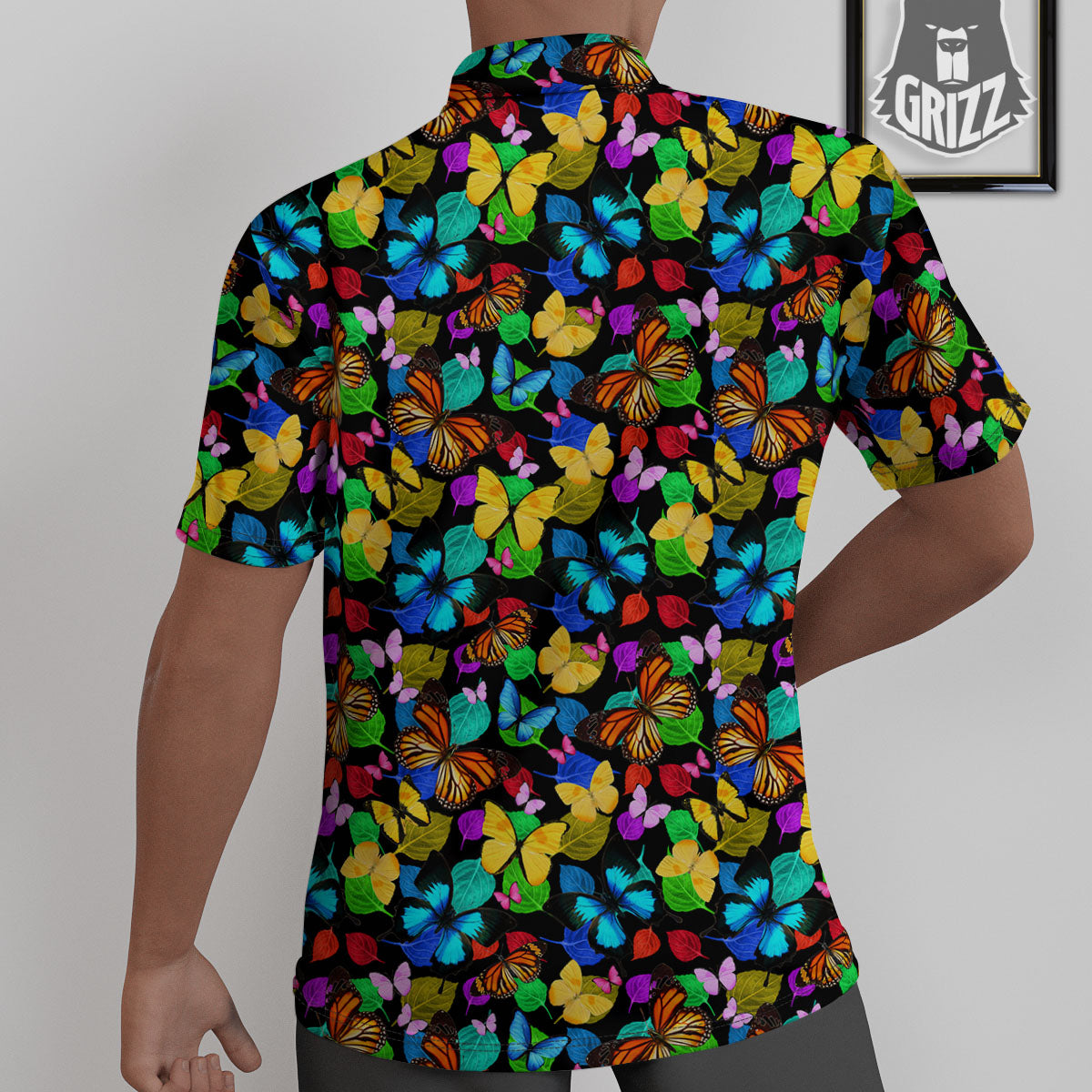 Butterfly Rainbow Print Pattern Untucked Shirts-grizzshop
