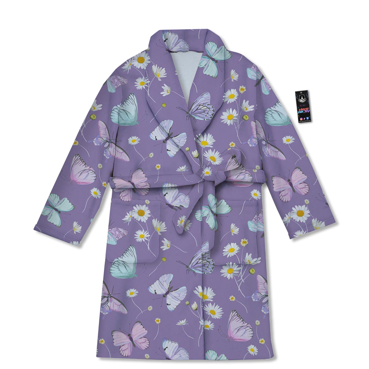 Butterfly Spring Print Pattern Bathrobe-grizzshop