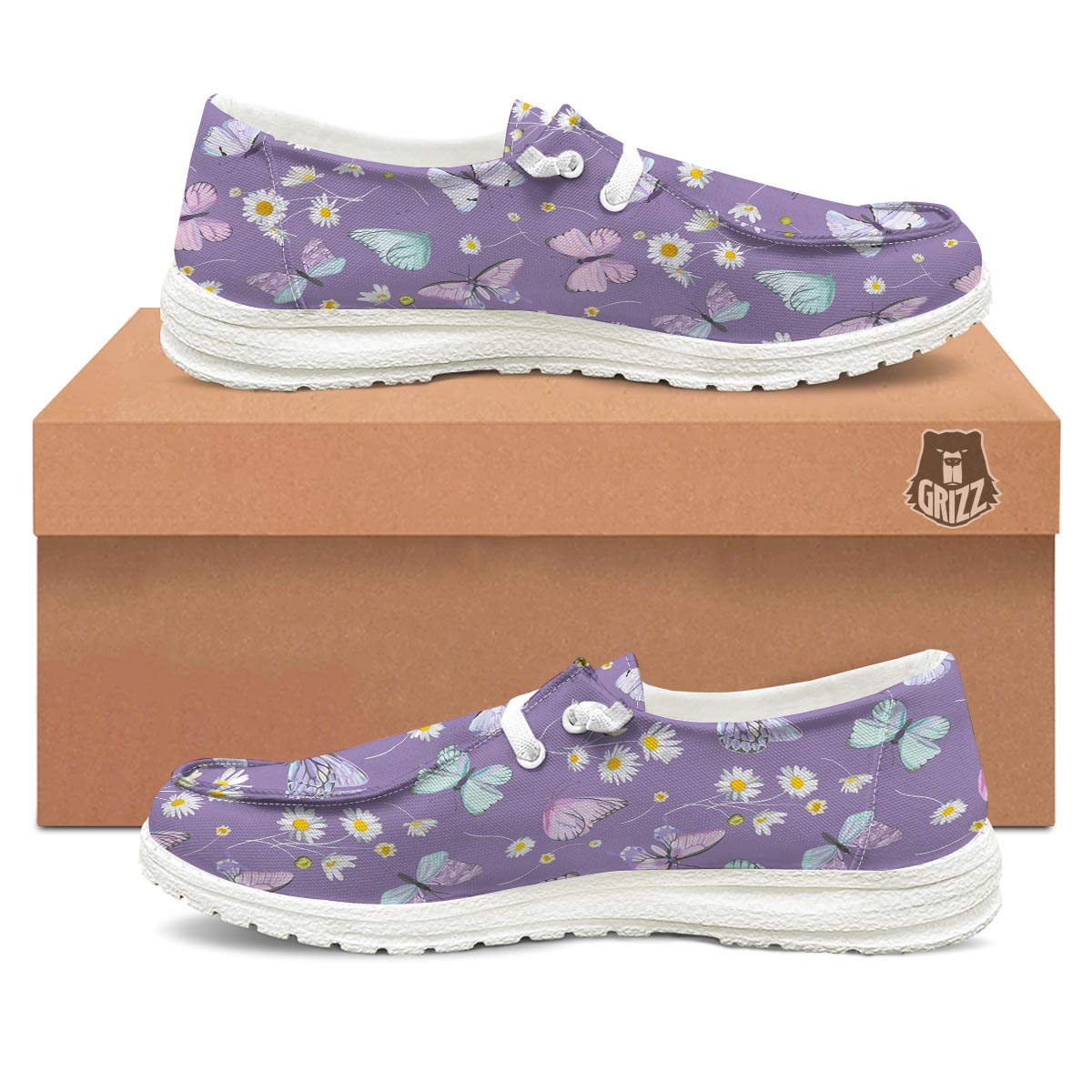 Butterfly Spring Print Pattern Black Loafers-grizzshop