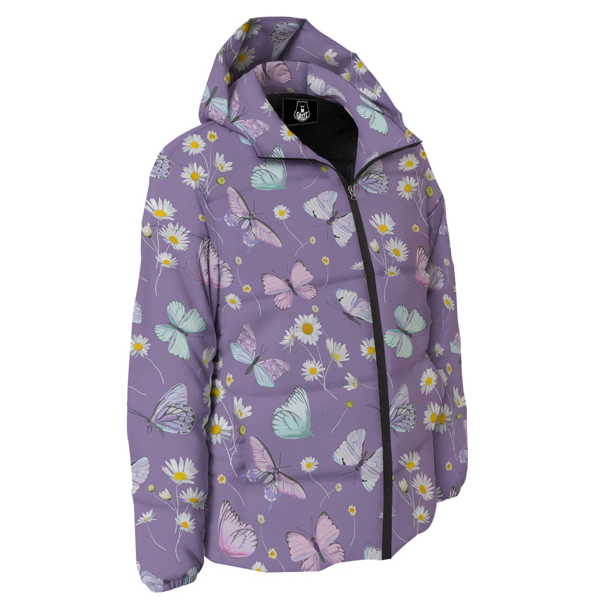Butterfly Spring Print Pattern Down Jacket-grizzshop