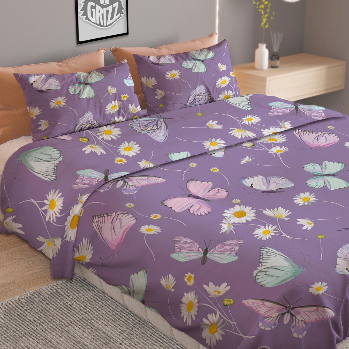 Butterfly Spring Print Pattern Duvet Cover Bedding Set-grizzshop