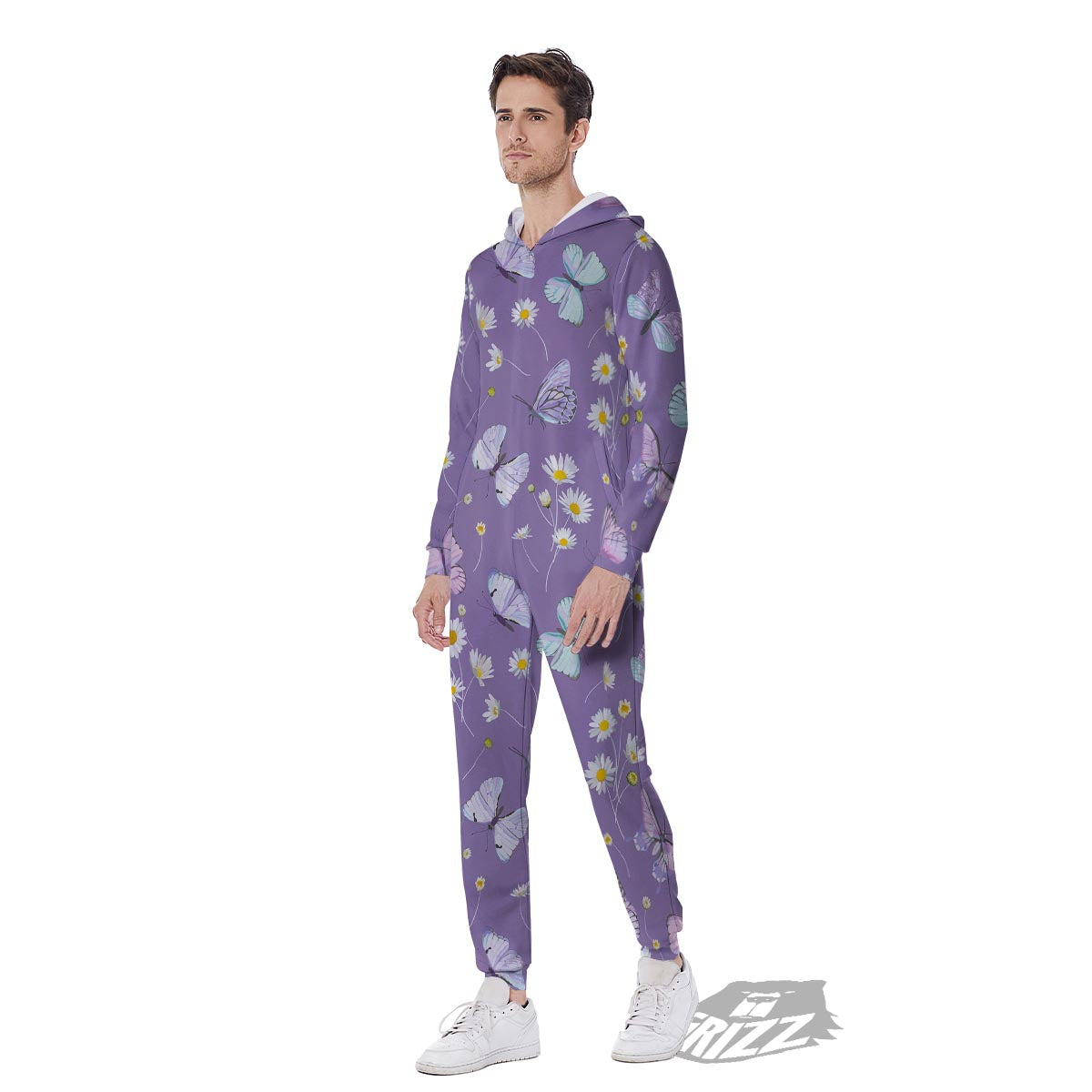 Butterfly Spring Print Pattern Men's Jumpsuit-grizzshop