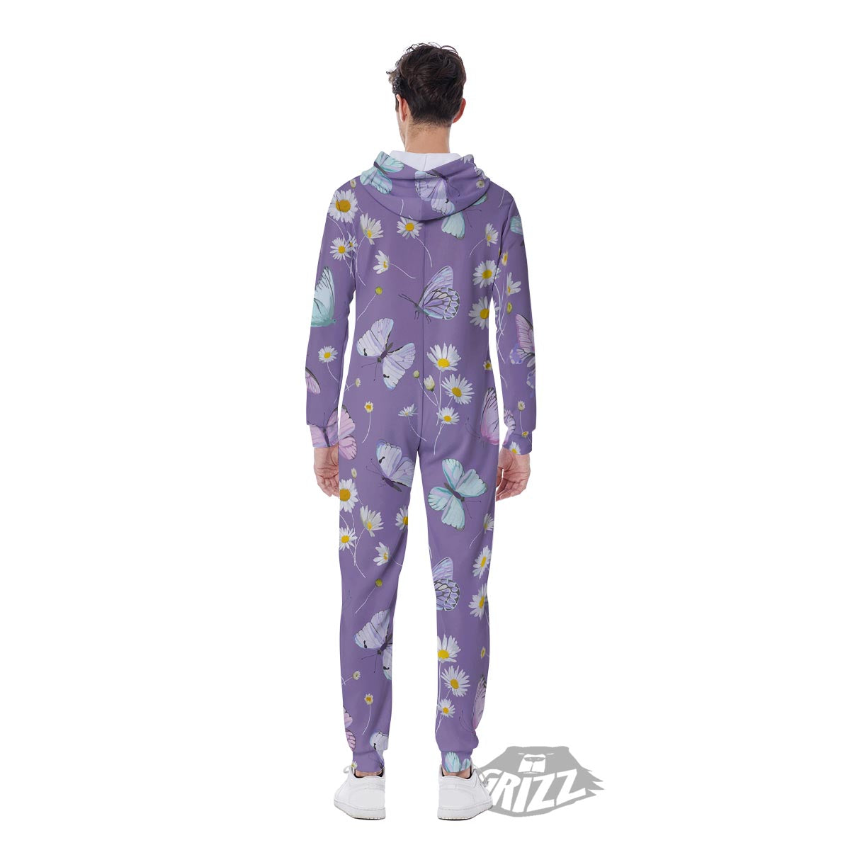 Butterfly Spring Print Pattern Men's Jumpsuit-grizzshop