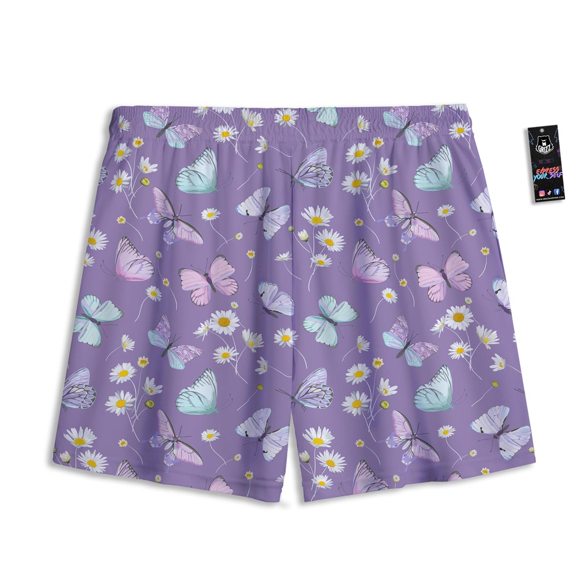 Butterfly Spring Print Pattern Mesh Shorts-grizzshop