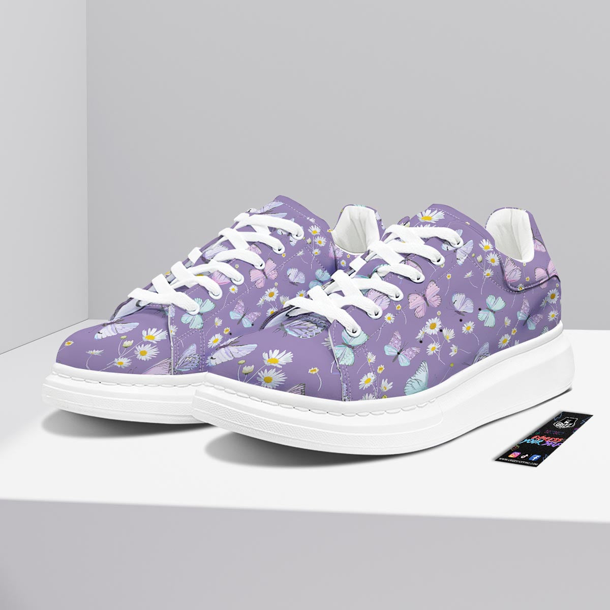 Butterfly Spring Print Pattern Platform Shoes-grizzshop