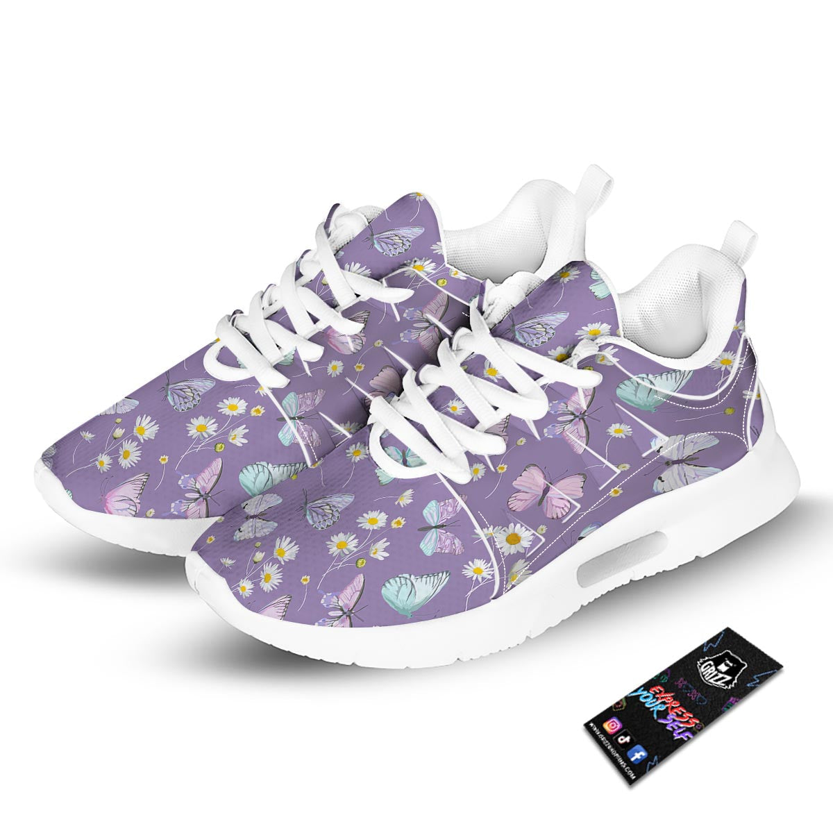 Butterfly Spring Print Pattern Tennis Shoes-grizzshop