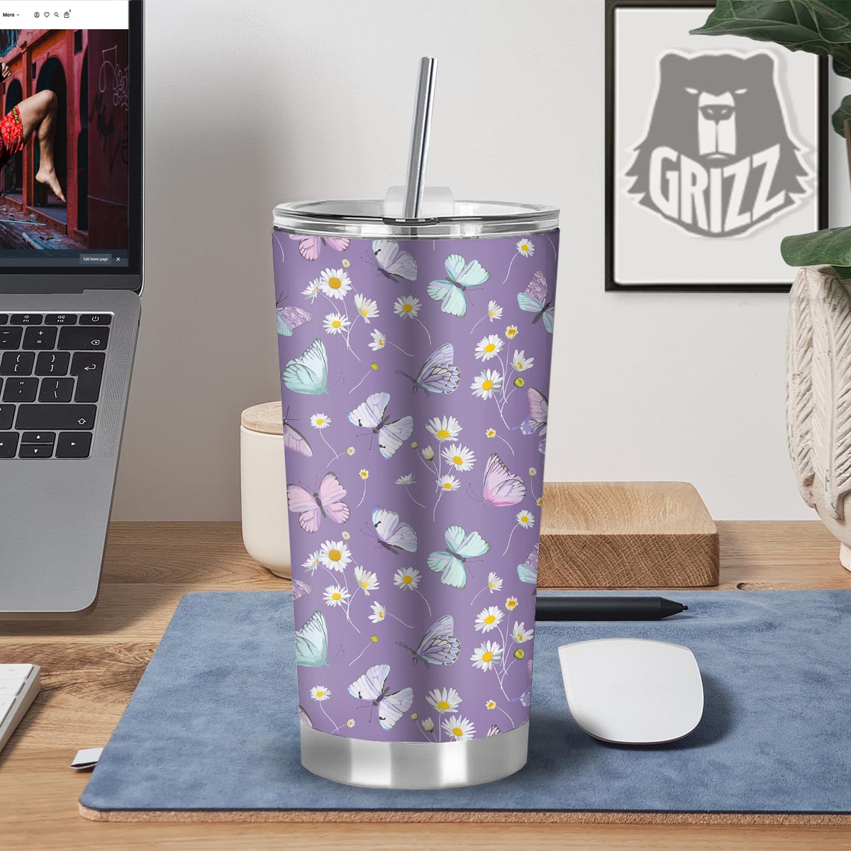 Butterfly Spring Print Pattern Tumbler-grizzshop