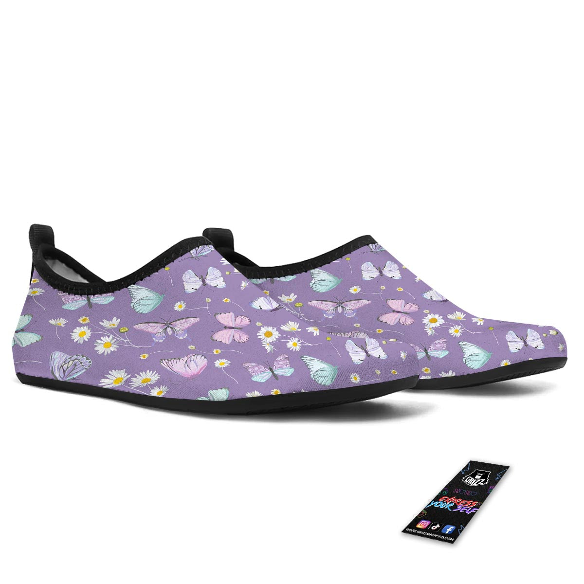 Butterfly Spring Print Pattern Water Shoes-grizzshop
