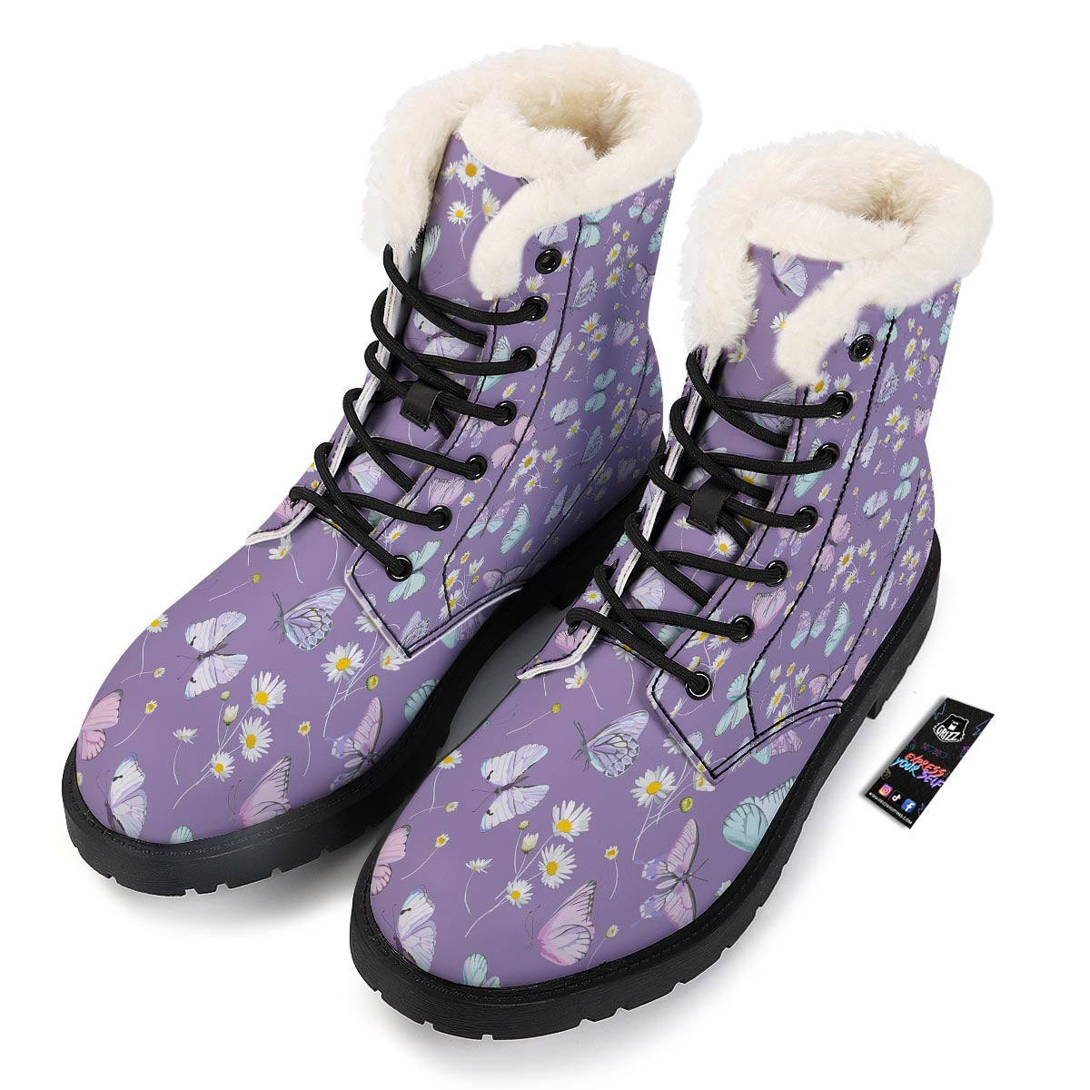 Butterfly Spring Print Pattern Winter Boots-grizzshop