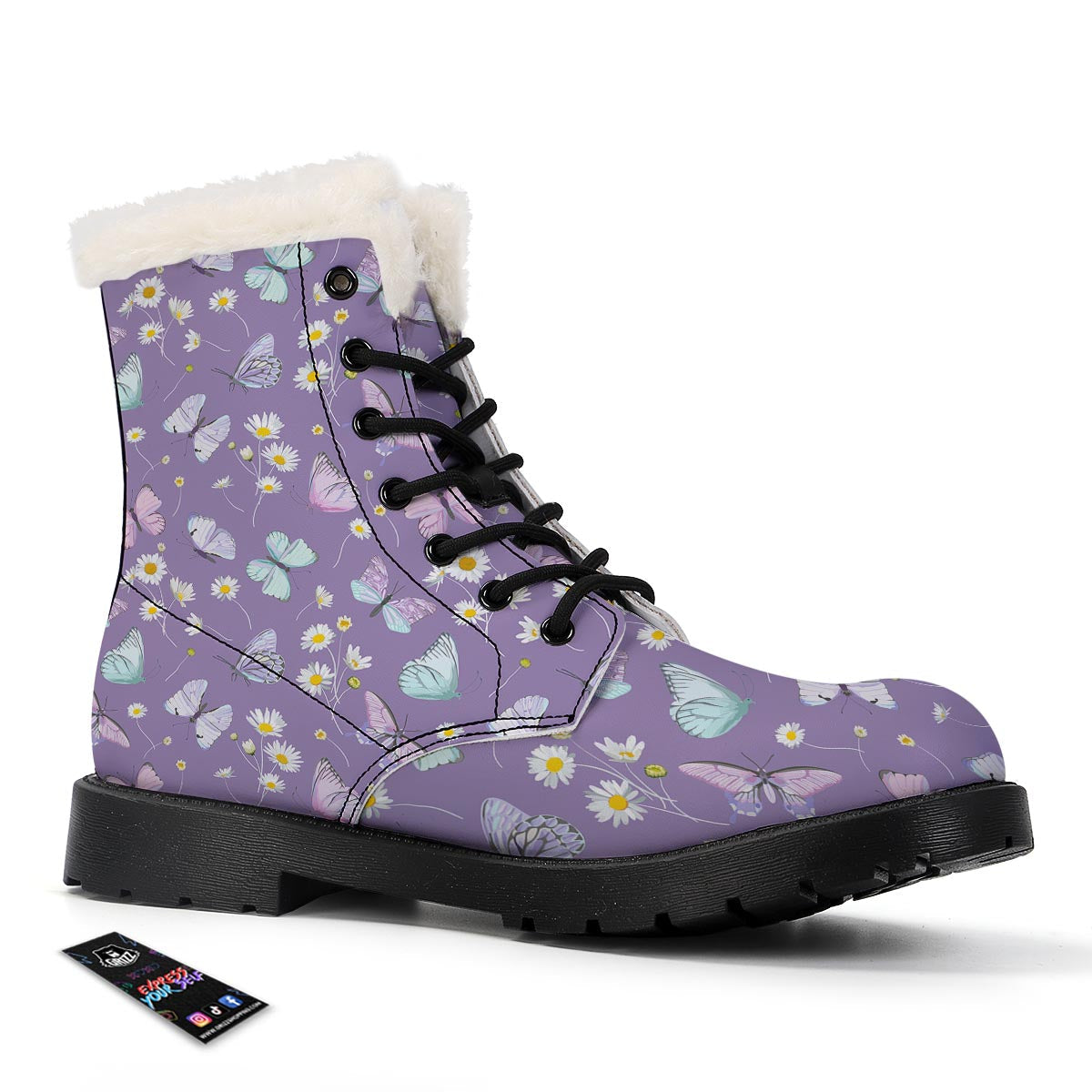 Butterfly Spring Print Pattern Winter Boots-grizzshop