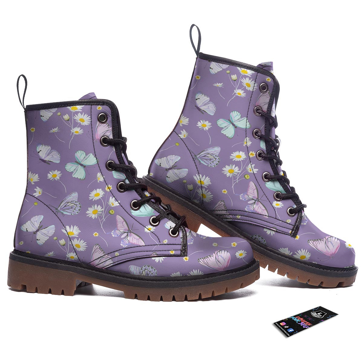 Butterfly Spring Print Pattern Work Boots-grizzshop