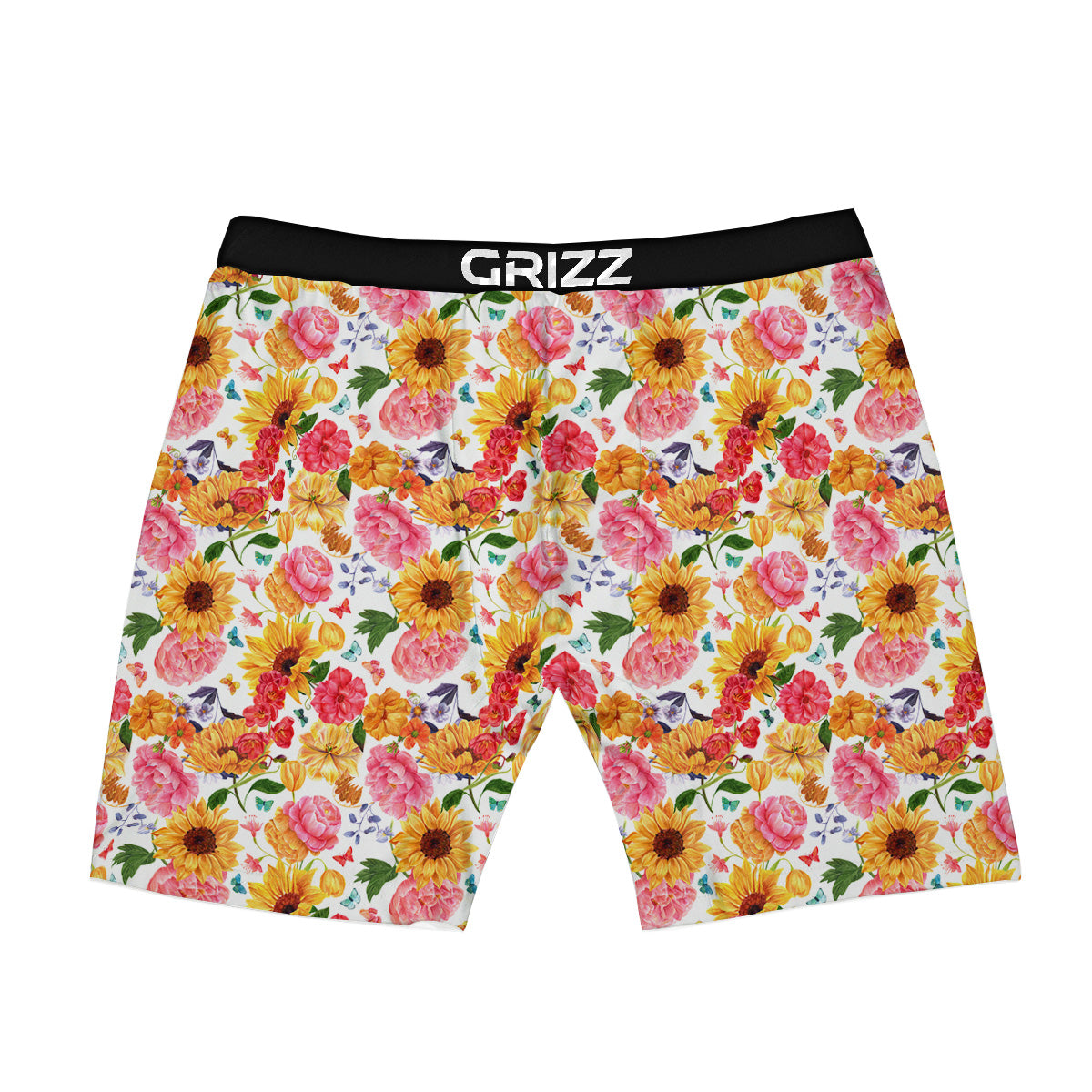 Butterfly Sunflowers Peonies Print Pattern Boxer Briefs-grizzshop