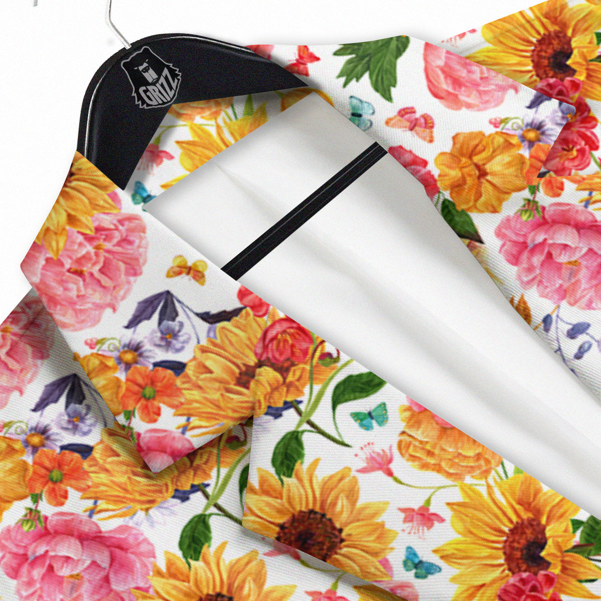Butterfly Sunflowers Peonies Print Pattern Men's Sport Coat-grizzshop