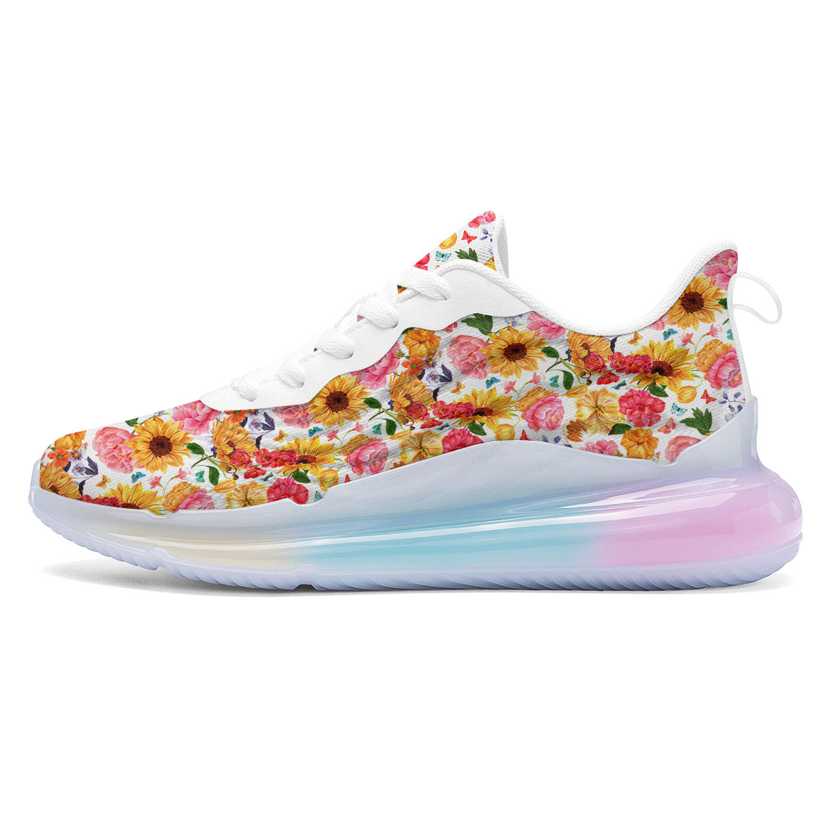 Butterfly Sunflowers Peonies Print Pattern Running Sneakers-grizzshop