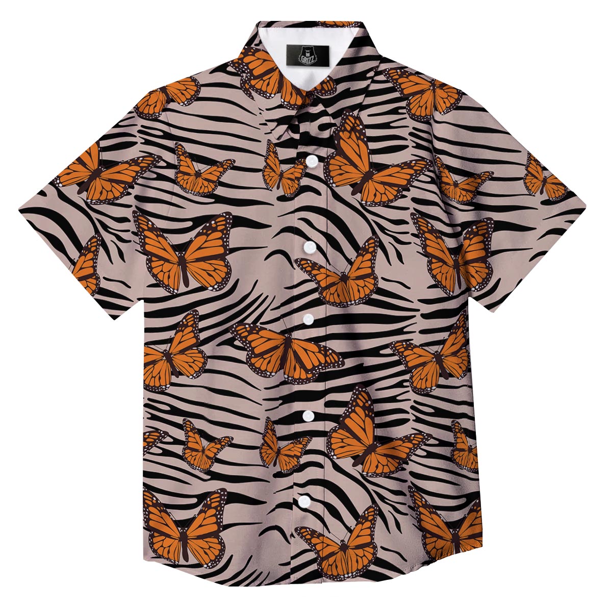Butterfly Tiger Monarch Print Pattern Button Up Shirt-grizzshop
