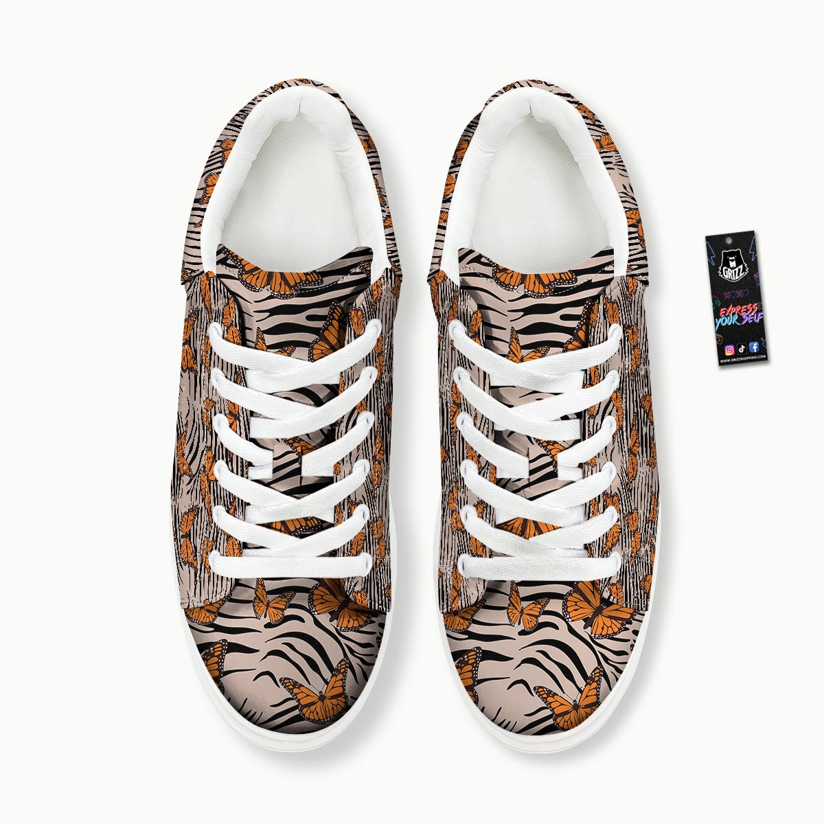 Butterfly Tiger Monarch Print Pattern Platform Shoes-grizzshop