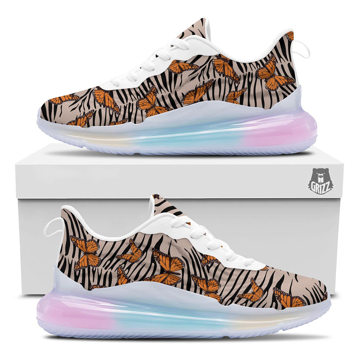 Butterfly Tiger Monarch Print Pattern Running Sneakers-grizzshop